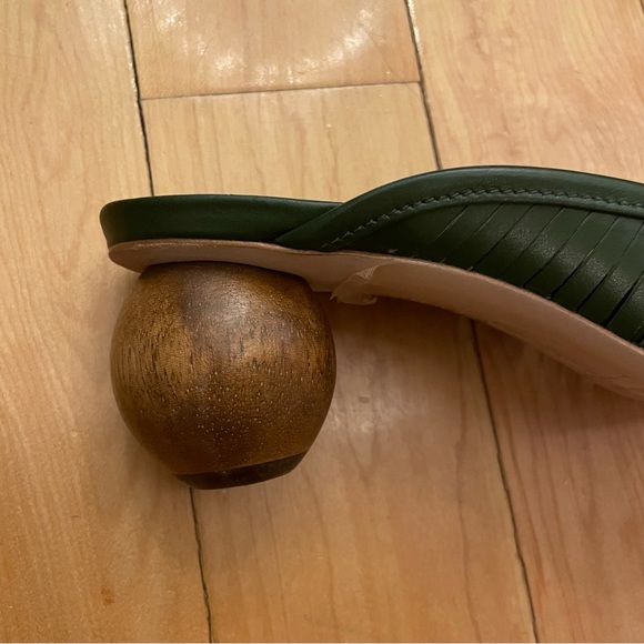 Cult Gaia - Alia Forest Green Leather Pointed Toe Mules with Ball Heels - Picture 2 of 8